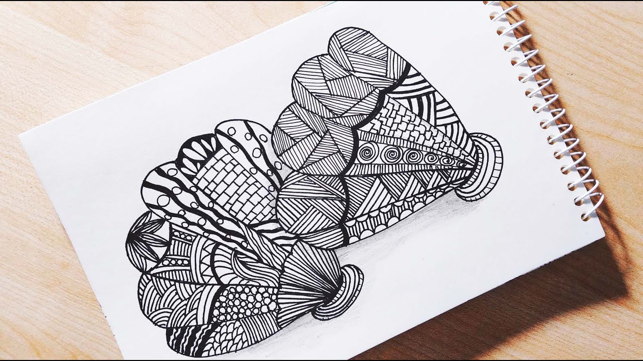 Sea Shell Zentangle Doodle Art Tutorial -1 | Relaxing Step-by-Step Guide for Beginners