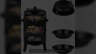 16 Inch Charcoal BBQ Smoker Grill,3-in-1 Portable Vertical Grill Cooker with Built-in Thermometers &