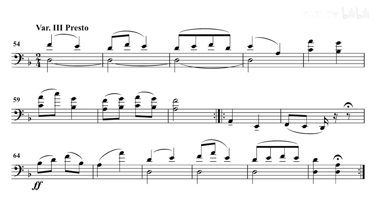 [Score-Video] Sibelius - Theme and Variations for solo cello - JS.196