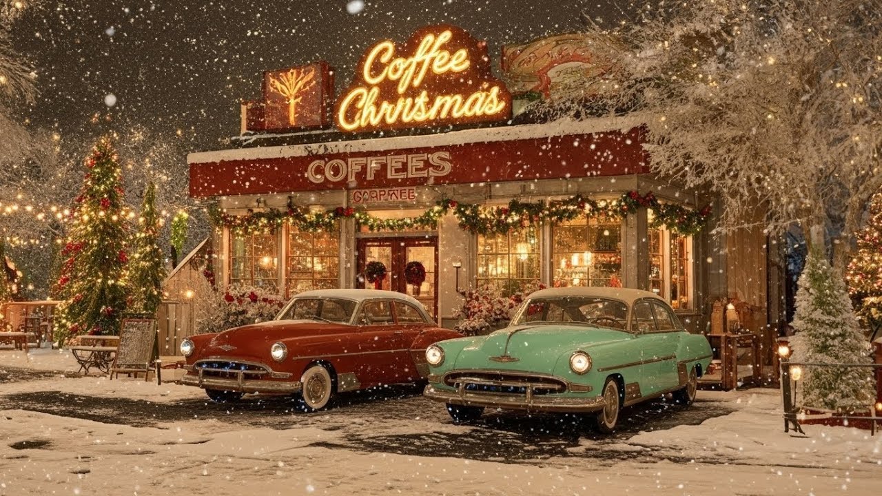 Peaceful Winter Coffee Shop by the Lake ❄️☕ Snowfall & Soft Jazz Music