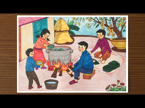 Video Vẽ tranh ngày tết | Vẽ tranh ngày tết và mùa xuân | Vẽ... - youtube