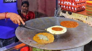 Road Side Randomly Prepared Spherical Egg Crown | Egg Street Food | Indian Street Food