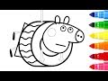 Tire Swing Peppa Pig with Learn Colors and Song for Kids Fun Art Learning Videos with Colored Marker