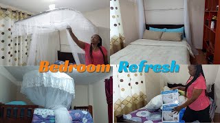 Goodbye Mosquitoes:  Bedroom Refresh with New Nets and Bedding | Assembling a 2 stand mosquito net