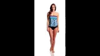 Maxine Diamond Kisses Bandeau Faux Tankini One Piece Swimsuit Swimoutlet