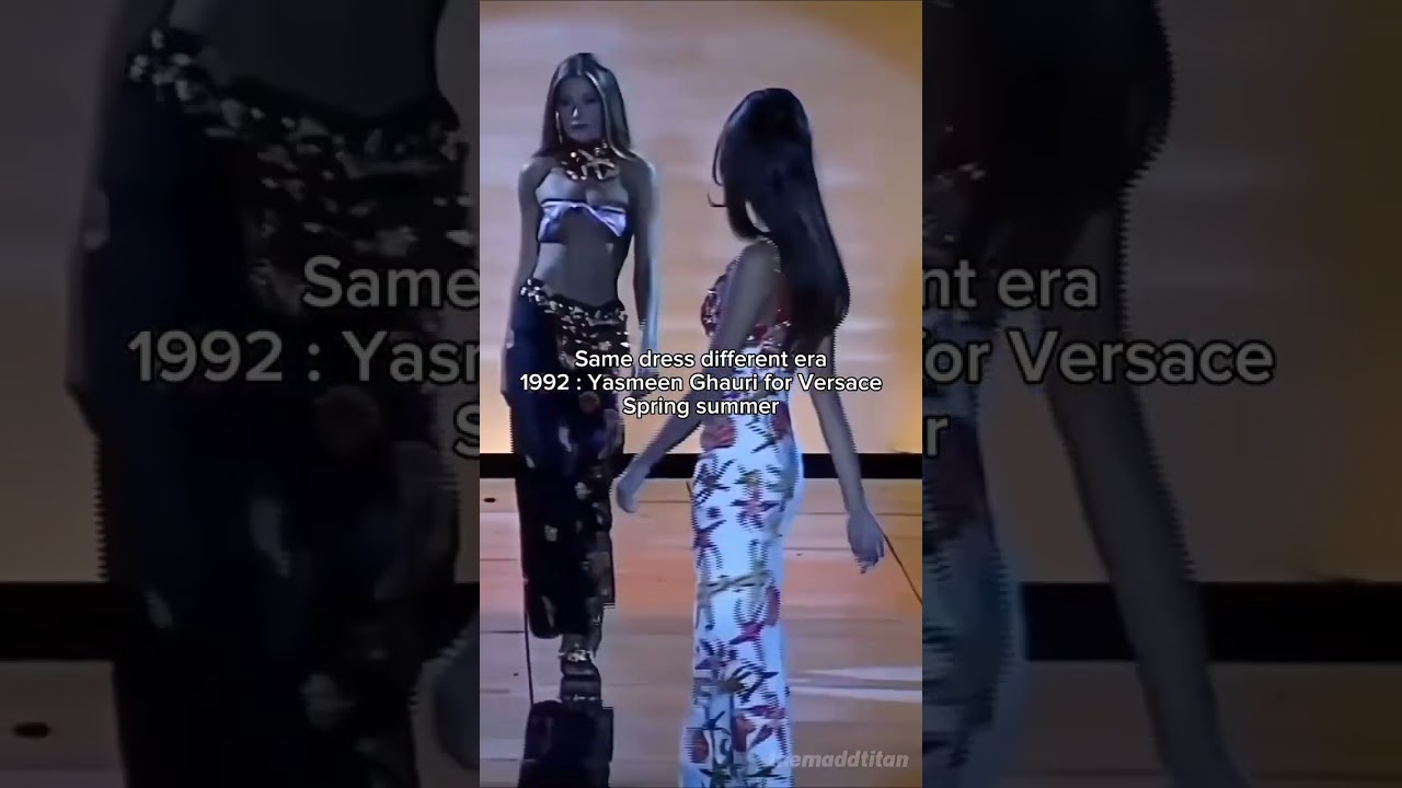 Same dress Different era✨ Yasmeen Ghauri for Versace SS1992 vs Irina Shayk for Versace SS2021