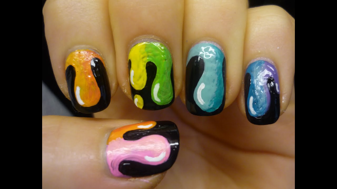Dripping Rainbow Goo Nail Art Tutorial - YouTube