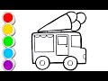 Icecream Truck Drawing Painting For kids And toddlers