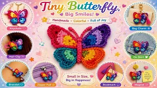 🦋 Easy Crochet Butterfly Applique Pattern | Hair Clips, Bag Charms &amp; More 😍#crochetbutterfly