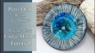 Resin Petri Dish Effect ~ Polymer Clay Fridge Magnet using a Mica Shift Mokume Gane
