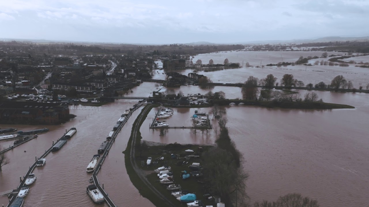 Extensive flooding shot from Tewkesbury Marina | Gloucestershire | River Avon | River Severn