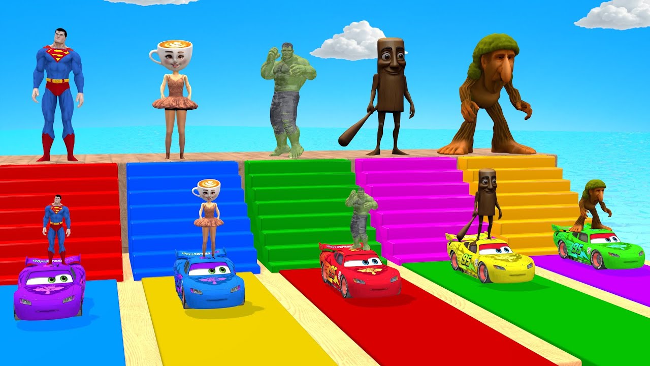 Long Slide Game with Cow Elephant Gorilla Hippopotamus Tiger 3d Animal Game Funny 3d Animals