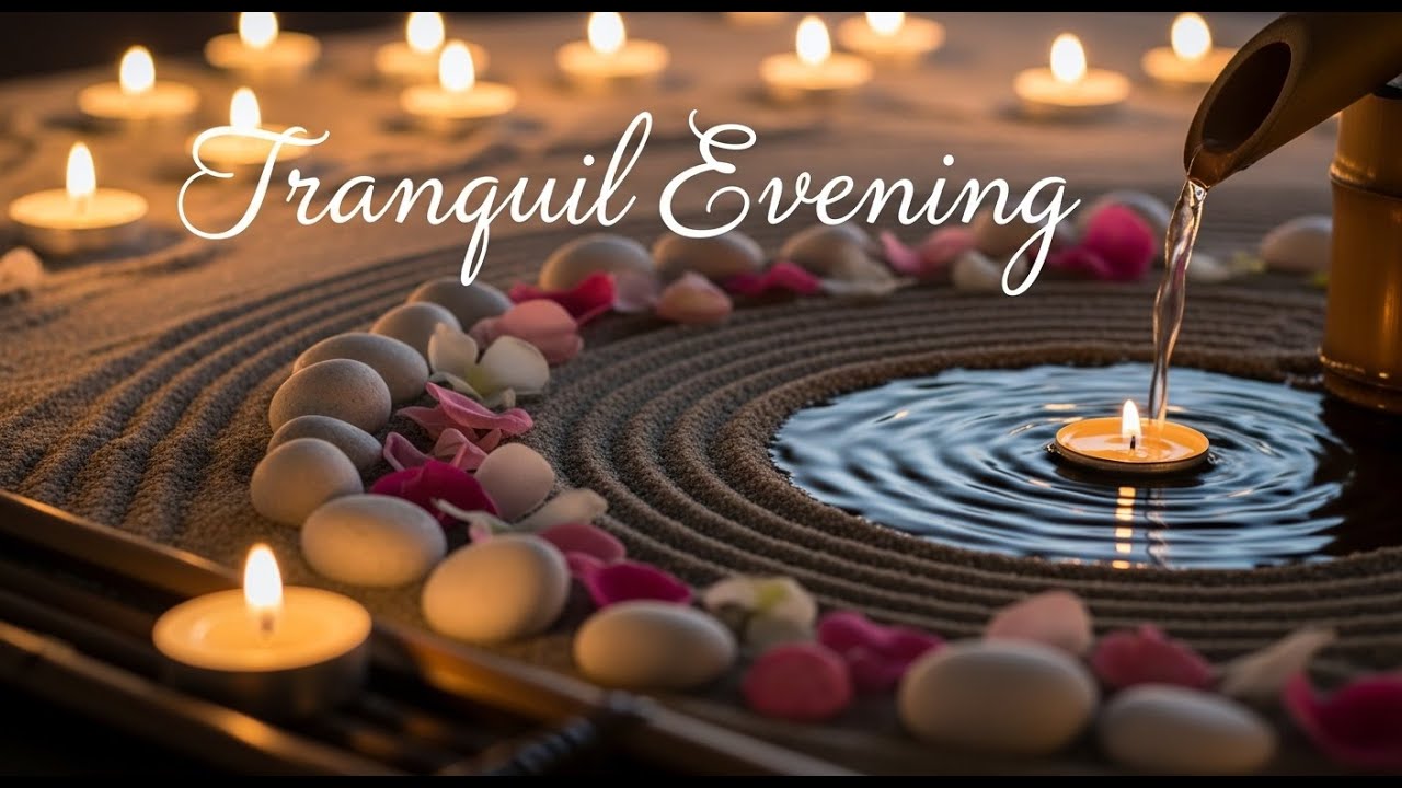 Peaceful Zen River Ambience Bamboo Fountain and Candle Glow for Healing Meditation Sleep Tranquility