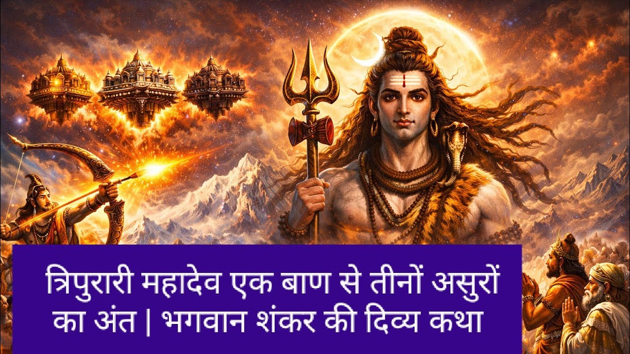 त्रिपुरारी महादेव एक बाण से तीनों असुरों का अंत | भगवान शंकर की दिव्य कथा#