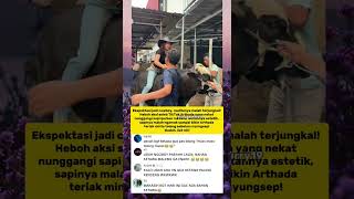 Detik-detik Arthada Terjungkal dari Atas Sapi, Teriakan Minta Tolongnya Bikin Netizen Nangis Ketawa!