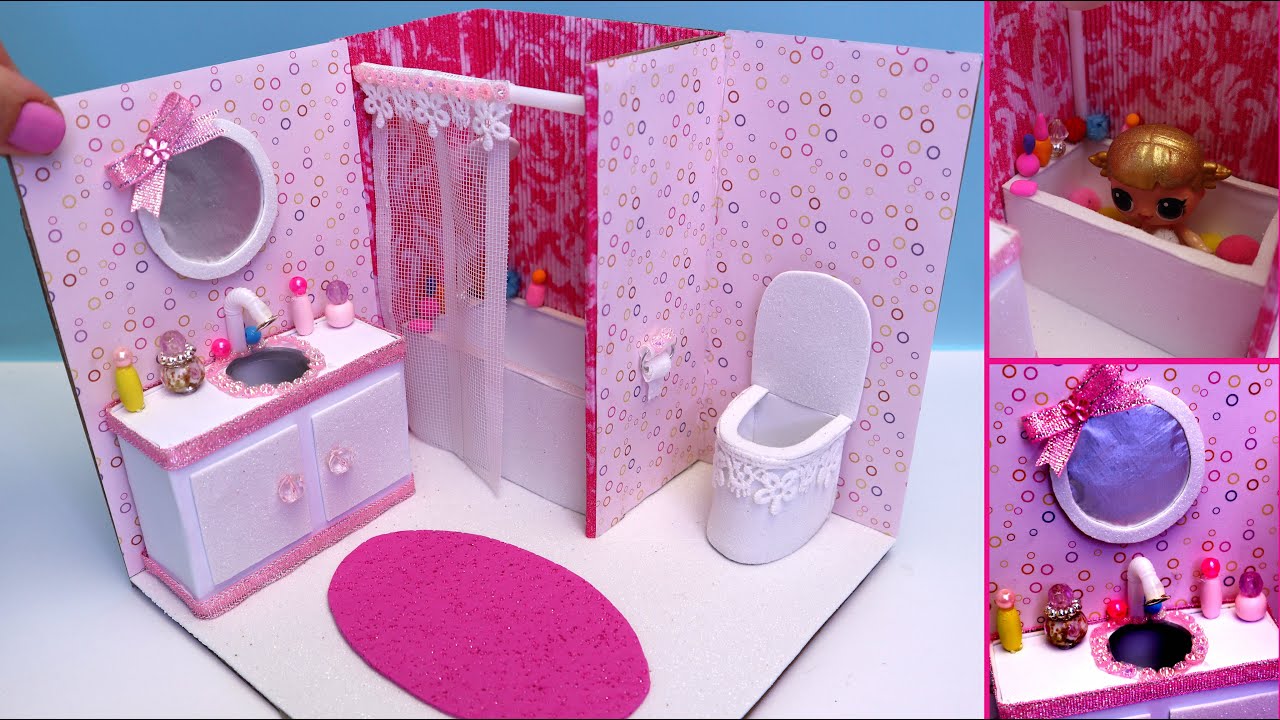 Розовая ванна для кукол своими руками - YouTube