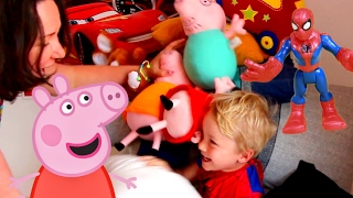 Peppa Pig Festa Do Travesseiro Contar Números Em Ingles Homem Aranha Bonecos Brincadeira
