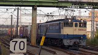 【EF65国鉄色牽引5086レ】JR貨物 EF65 2092号機+コキ20B 新A26仕業[5086レ] 札幌タ行 花月園前踏切通過！