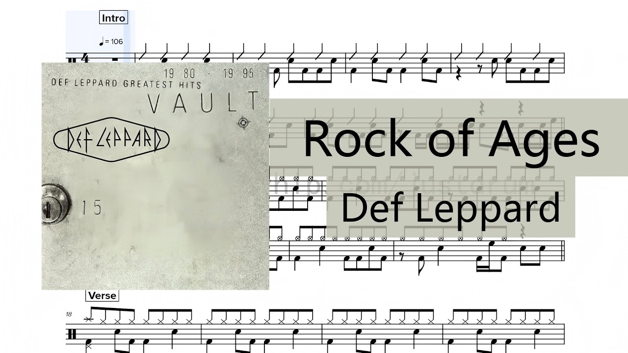 Def Leppard - Rock of Ages | Drum Sheet Music (106 BPM / Beginner