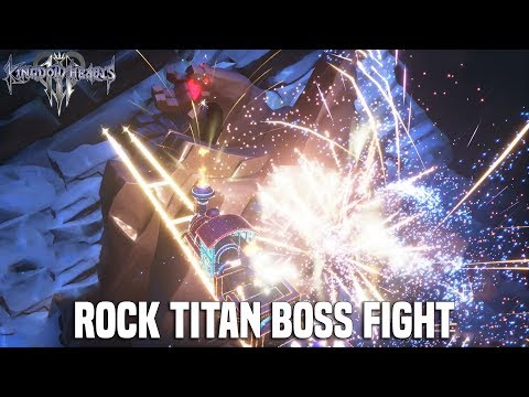 Kingdom Hearts 3 - Rock Titan Boss Fight Gameplay Walkthrough (Olympus)