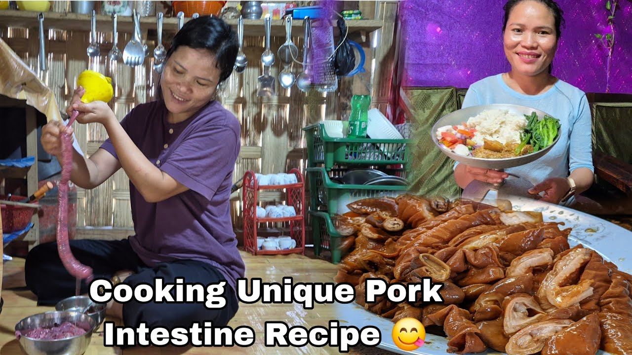 Pork Intestine Recipe Banaya 😋//   Ghar Ke Liye Dry Fish Laya //#villagelife