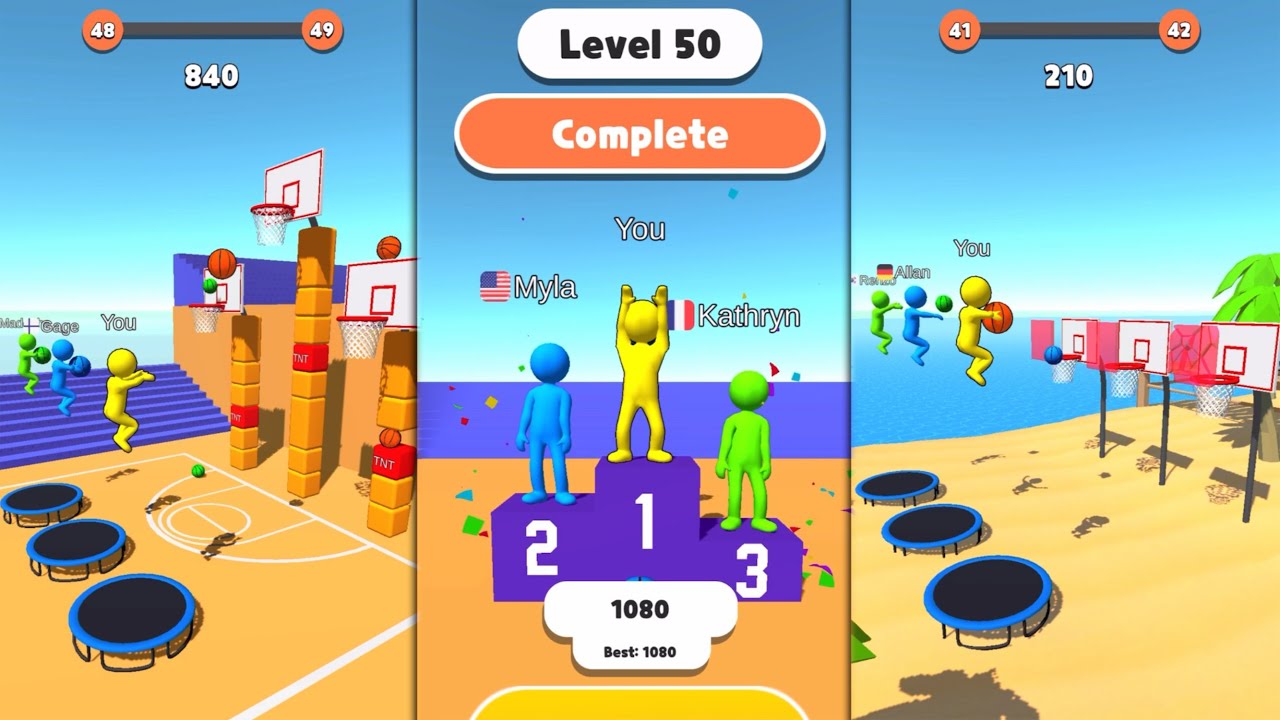 Jump dunk 3D level 1-50 Gameplay Basketball iOS - YouTube