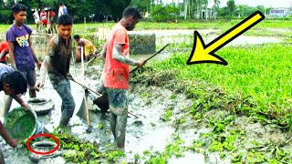 Amazing Hand Fishing in Mud Water | People Catching Fish | Traditional Fishing | VillageExclusive