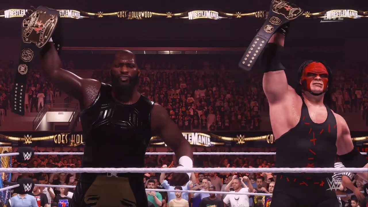 WWE 2K24 Omos and Kane vs The Dudley Boyz (Tag Team Championship Match) Wrestlemania WWE vs ECW