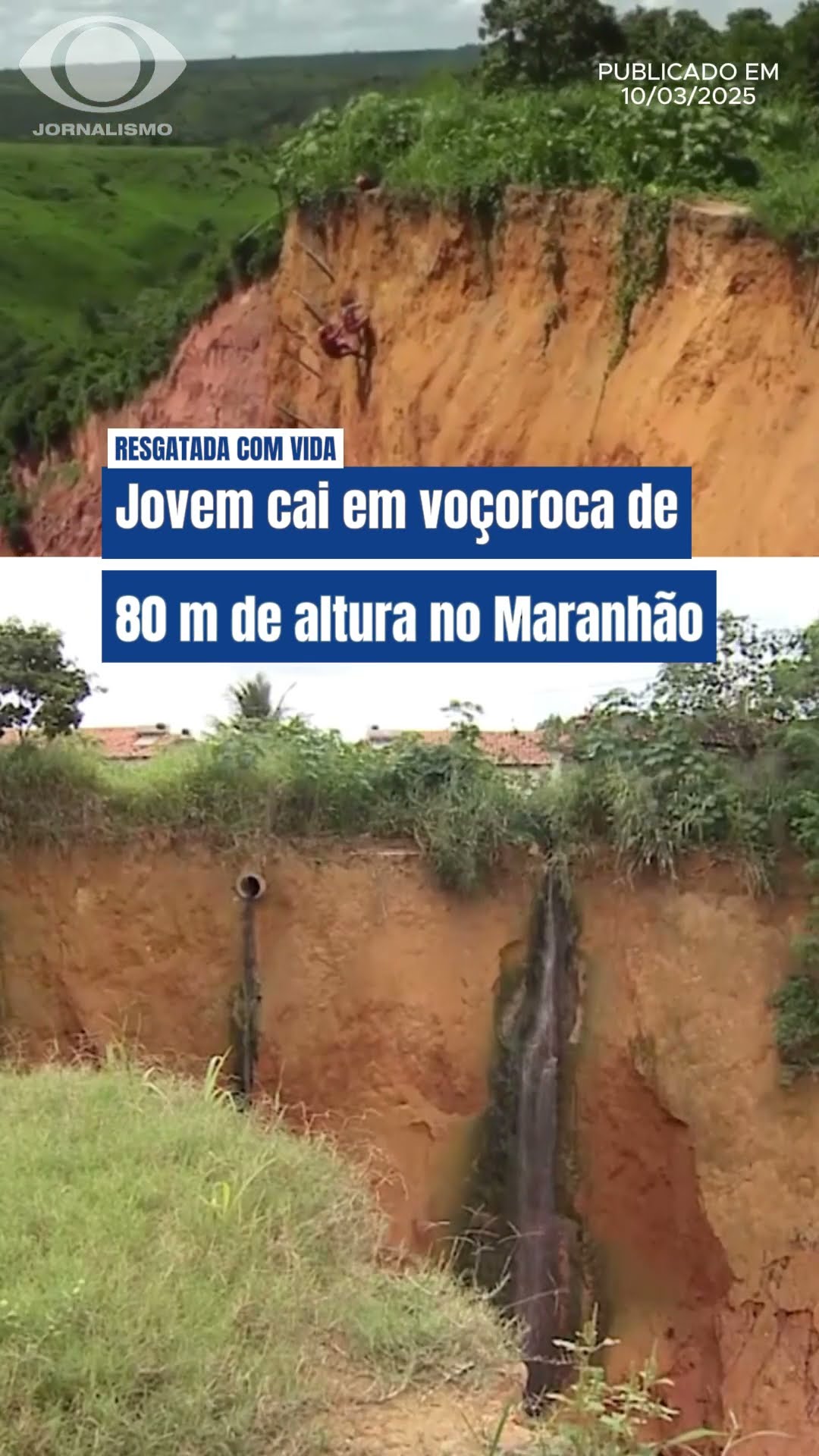 Jovem cai em voçoroca de 80 metros de altura em Buriticupu, no Maranhão #shorts