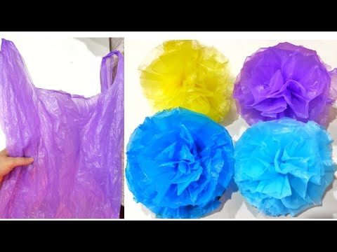 #bestoutofwaste #diy #carrybags Salafandan Gül düzəltmək.Flowers making with Plastic Carry Bags/