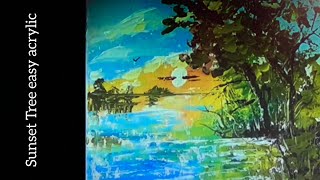 Painting a landscape Acrylic painting with pallet knife