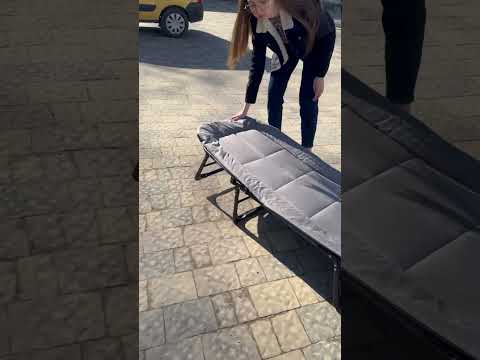 Розкладне крісло шезлонг ліжко Bonro 200 см Садовий лежак пляжний шезлонг темно сірий, видео 1