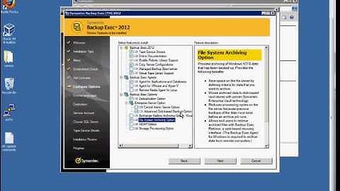 How to install Symantec Backup Exec 2012 program and options