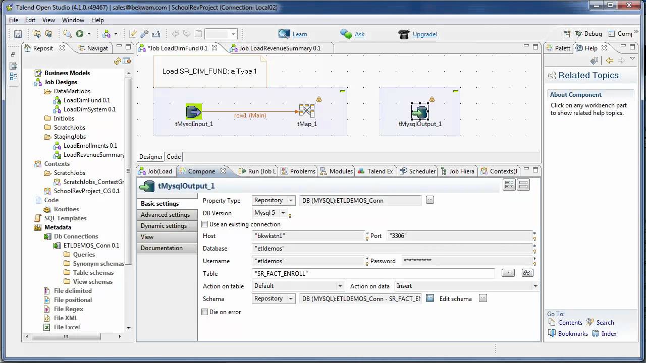A MySQL Type 1 Dimension with Talend Open Studio - YouTube