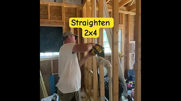 Straighten curved 2x4 stud #tinyhouse #diy #construction
