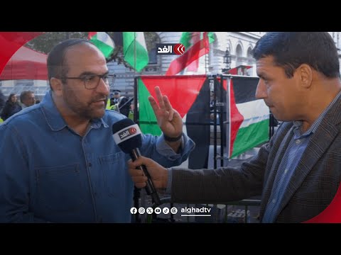 منظم احتجاج في لندن نهدد أي مسؤول بالحكومة البريطانية بملاحقته كمجرم حرب إذا وقف بجانب إسرائيل