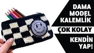 DAMA KALEMLİK | ÖRGÜ KALEMLİK | EVDEKİ MALZEMELERLE YAP | KENDİN YAP | DIY