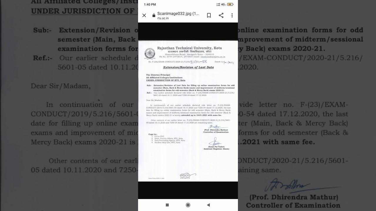 # RTU b tech odd sem ( Main / Back/ mercy back)exam related update # must watch