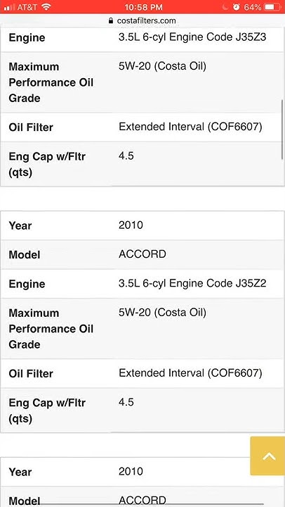 What oil filter does a 2010 honda accord take