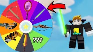 The wheel chooses our Custom Weapons.. (Roblox Bedwars)