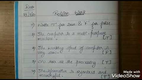 Class 3rd|Revision Work (True/ False)