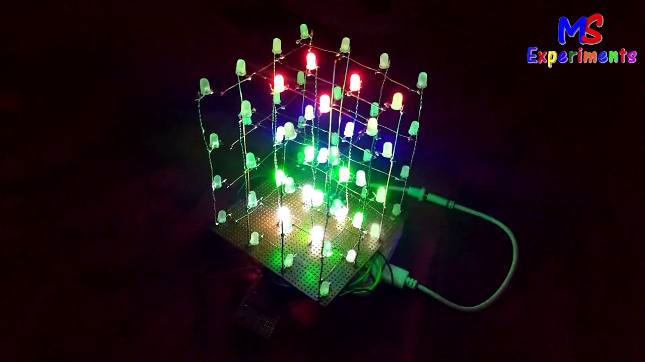 4×4×4 LED Cube by using Arduino Nano.. YouTube