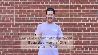 An invite to Advance Commitment Night