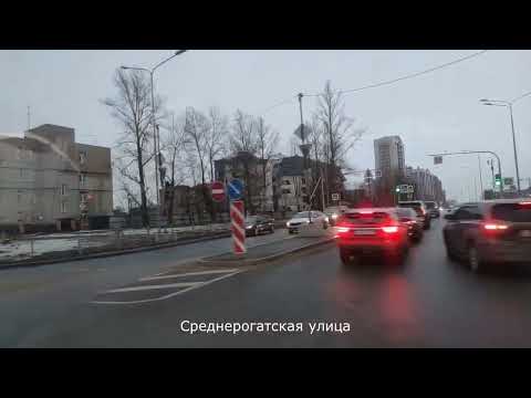 Из окна автобуса. Маршрут #241, г. Санкт-Петербург, ст. метро Проспект Ветеранов - улица Грибакиных