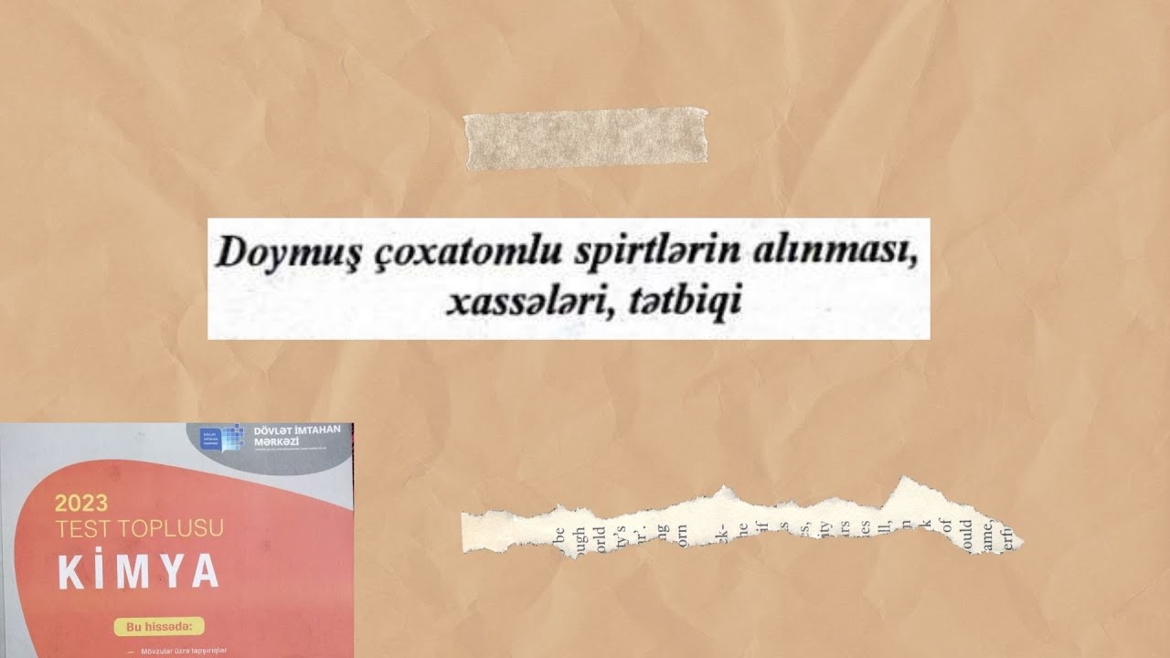Doymuş çoxatomlu spirtlər DİM test toplusu 2023 #kimyahazirliq #dim #miq #abituriyent #kimya