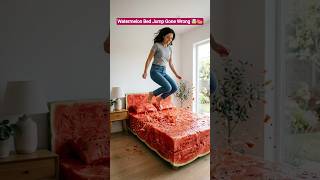Watermelon Bed Jump ASMR🍉 So Satisfying💥 #asmr #satisfying #ytshorts #viralvideo #foodasmr #trending
