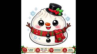 Glitter Christmas Dumpling PNG Bundle 🥟 41 Kawaii Holiday Food Clipart