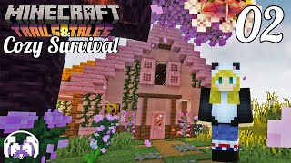 Building a Cozy Cherry Blossom Cottage! | Minecraft 1.20 Chill Survival Let's Play | Episode 2