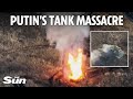 New battlefield footage shows entire column of 11 Russian tanks obliterated by Ukrainian drones