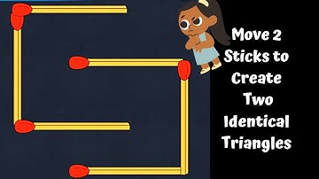 Move 2 sticks to create two identical triangles| Best brainteasers matchstick puzzle|